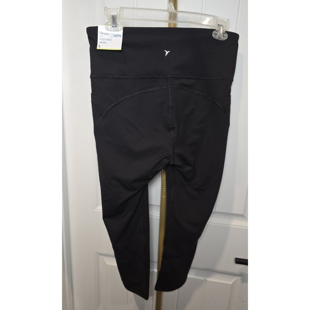 Old Navy Elevate Go Dry Black Leggings Large New With Tags High Rise Crop - Picture 2 of 4